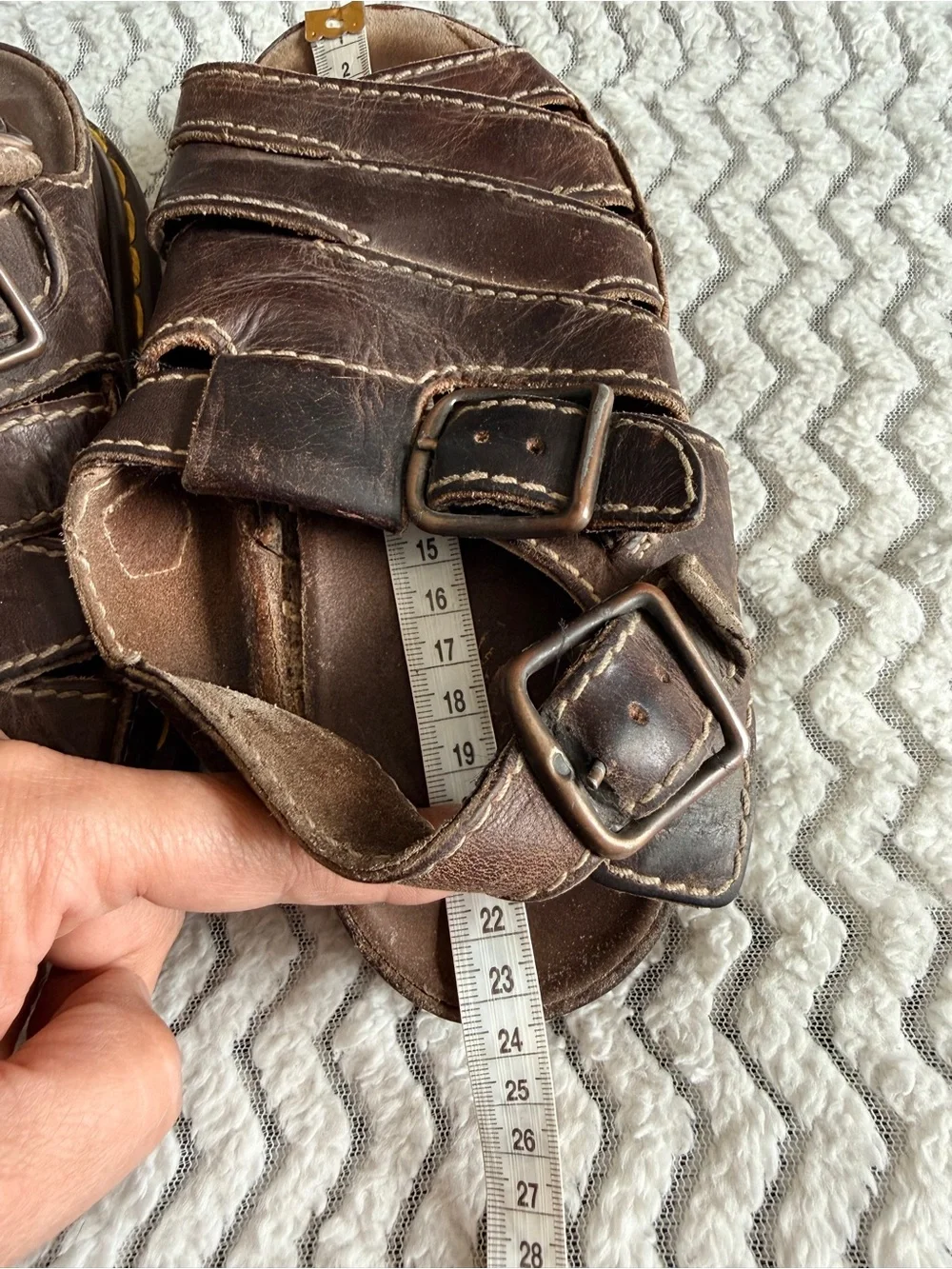 Dr. Martens Brown Leather Y2K Chunky Heels Made In England Fisherman Sandals 6